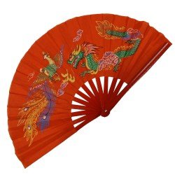 Wu-Shu Βεντάλια Μπαμπού ΦΟΙΝΙΞ και ΔΡΑΚΟΣ 33εκ.