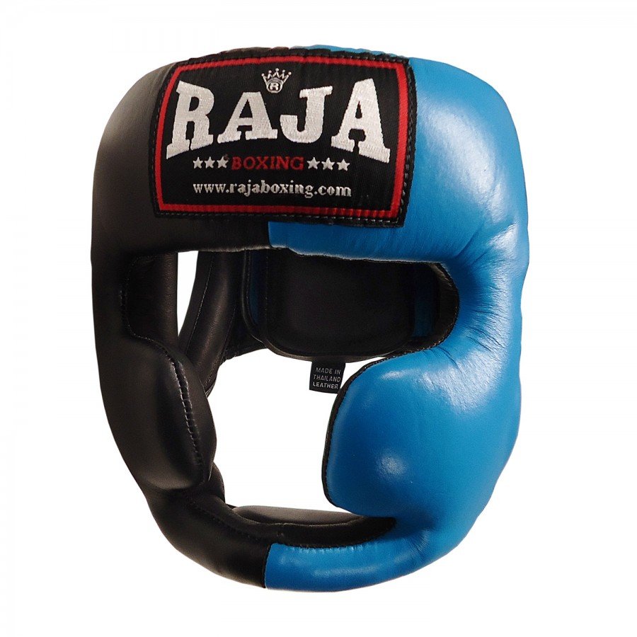 Head Guard Raja Chin and Cheek Protection Leather Black / Blue