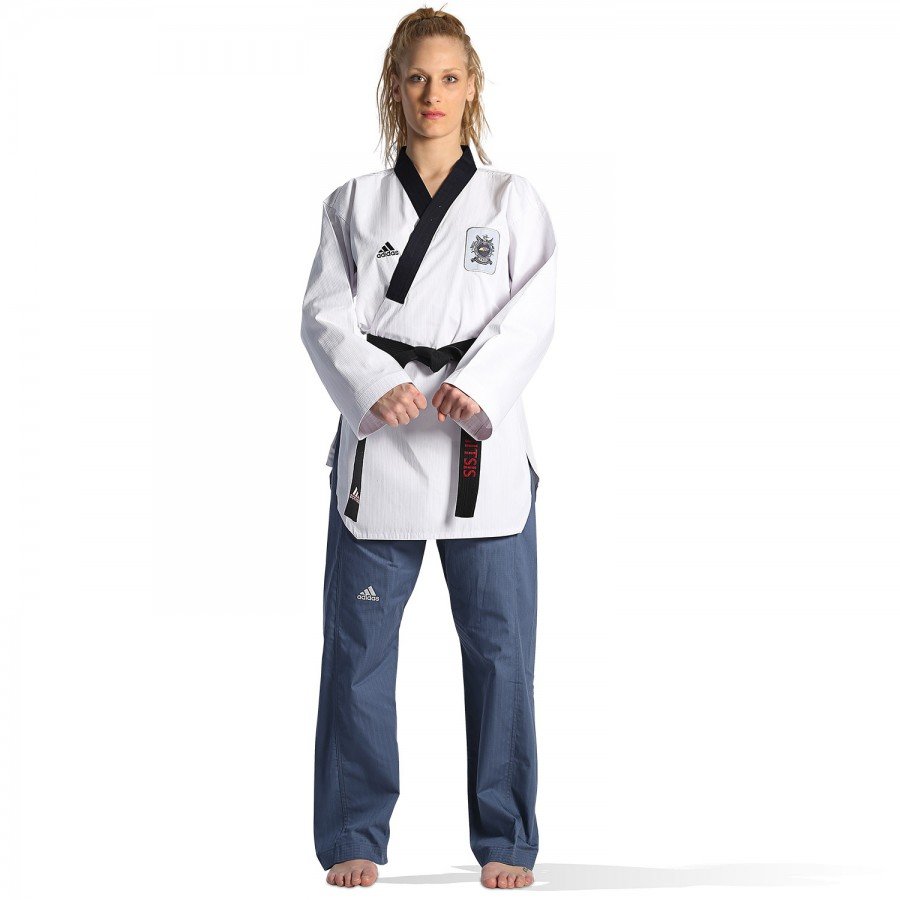 Taekwondo Στολή adidas POOMSAE Για Γυναίκες – Άσπρο/Ανοιχτό Μπλε - ADITPAF01