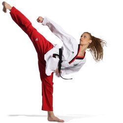 Taekwondo Στολή adidas POOMSAE Για Κορίτσια – Άσπρο/Κόκκινο - ADITPYF01