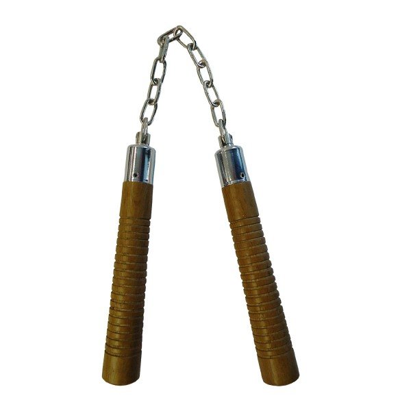 Nunchaku - Ξύλινο με Μαύρες Ραβδωτές Χειρολαβές  Nunchaku - Ξύλινο με Μαύρες Ραβδωτές Χειρολαβές